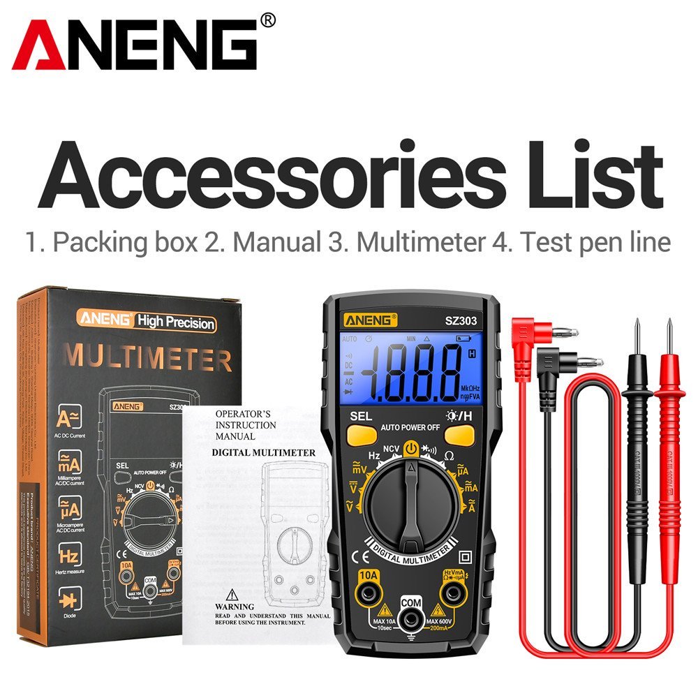 ANENG SZ303 Professional Electrical Multimeter Tester NCV Voltage Induction High Precision AC/ DC Voltage Current Detect