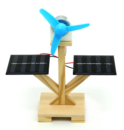 DIY Mini Solar Wooden Science Educational fan Toys （Without Battery）