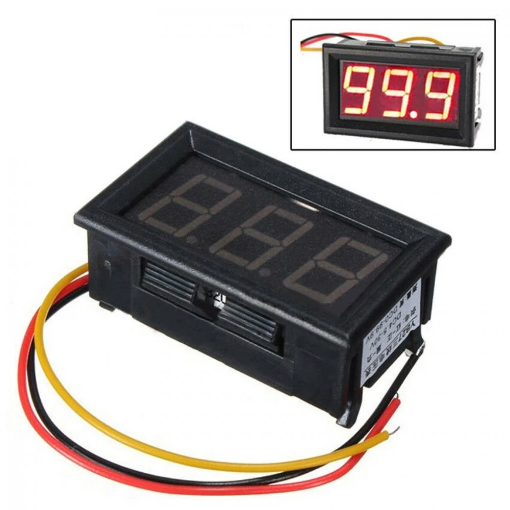 0.56inch DC 0-100V Three Wire LCD Blue Light Digital Voltmeter Red