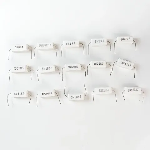 Cement Resistor 5W  15 Common Specifications Including 0.1Ω 0.5Ω 1Ω 2Ω 4.7Ω 10Ω 15Ω 20Ω 22Ω 47Ω 51Ω 100Ω 1KΩ 10KΩ 100KΩ / 0.35 for piece