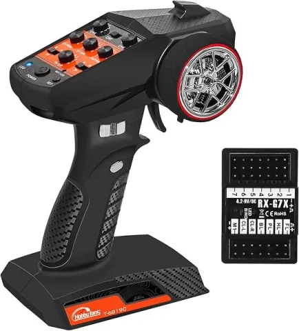 Hobby Fans RC Radio System 7CH 2.4G RC Transmitter with Receiver Anti-Jamming Remote Controller for RC Car Crawler Boat, Knob